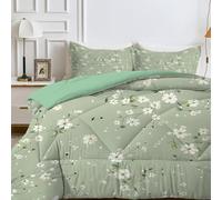 PNHCL Super King Duvet Blue Superking Quilt 7.5 Tog Leaf Pattern Reversible Coverless Duvet Soft Comforter Set With 2 Pillowcases - Lightweight and Machine Washable, 260x220 cm
