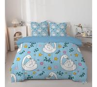 PNHCL Super King Duvet Cute Swan Superking Quilt 7.5 Tog Pink Flowers Reversible Coverless Duvet Soft Comforter Set With 2 Pillowcases - Lightweight and Machine Washable, 260x220 cm - Sky Blue