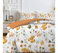PNHCL Super King Duvet White Superking Quilt 7.5 Tog Floral Pattern Reversible Coverless Duvet Soft Comforter Set With 2 Pillowcases - Lightweight and Machine Washable, 260x220 cm