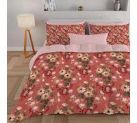 PNHCL Tradition Cottagecore Super King Duvet 7.5 Tog for Women and Girls, Vintage Boho Floral Patterned Coverless Duvet, Soft Lightweight Super King Quilt for All Season (Red,260x220cm, A668)