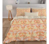 PNHCL Tradition Ethnic King Duvet 7.5 Tog for Aldult, Vintage French Stripe Patterned Coverless Duvet, Soft Lightweight King Quilt for All Season (Orange Color,230x220cm, A665)