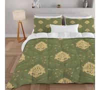 PNHCL Tradition Ethnic Single Duvet 7.5 Tog for Women and Girls, Vintage Boho Damask Patterned Coverless Duvet, Soft Lightweight Single Quilt for All Season (Green,135x200cm, A652)