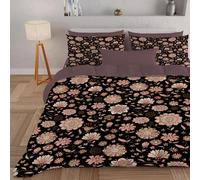 PNHCL Vintage Baroque Super King Duvet 7.5 Tog for Women and Girls, Boho Floral Patterned Coverless Duvet, Soft Lightweight Super King Quilt for All Season (Black,260x220cm, A554)