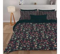 PNHCL Vintage Cottagecore Single Duvet 7.5 Tog for Aldult, Boho Floral Patterned Coverless Duvet, Soft Lightweight Single Quilt for All Season (Black,135x200cm, A515)