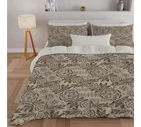 PNHCL Vintage French Double Duvet 7.5 Tog for Women and Girls, Tradition Bohemian Patterned Coverless Duvet, Soft Lightweight Double Quilt for All Season (Beige,200x200cm, A574)