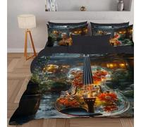 PNHCL Western Musical Instrument Single Duvet 4.5 Tog for Kids Teens Adults, Cornflower Violin Patterned Coverless Duvet, Soft Lightweight Single Quilt for All Season (Grey,135x200cm, A777)