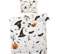 PNHCL Witch's Hat King Size Duvet Cover Set Bat Pumpkin Easy Care Quilt Cover Halloween Soft Fluffy Bedding Sets with 2 Pillowcases for Mens Aldult Bedroom Decor MR51