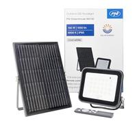 PNI Greenhouse WS100 100W LED floodlight with Solar Panel, 10000mAh Battery, Remote Control, Timing and Adjustable Brightness, 6500 K, IP65, Black