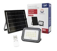 PNI Greenhouse WS50 PRO 50W LED floodlight with 6W Solar Panel, 5000mAh Battery, 800lm, Remote Control, Timing and Adjustable Brightness, 6500 K, IP65, Black