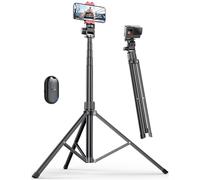 Pnitri 71'' Phone Tripod Stand, Extendable Reinforced Aluminum Phone Stand with Wireless Remote, Stable Cellphone Tripod for iPhone/Smartphones