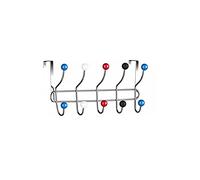PNJB, 10 Hook Multi Colour Over The Door Clothes Coat Hanger Rack, Chrome Hangers, Storage Hooks Hanger for Coat, Towel, Bag, Purse, Robe (Multi-Color) (1 Pcs)