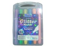 PNJB 12-Color Glitter Marker Highlighter Set, Sparkle Gel Pens, Vibrant Colours, Smooth Ink Flow, Quick-Dry, Multi-Surface Use, Comfortable Grip, (12Pc)
