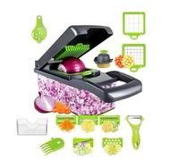 PNJB 16-Piece Veggie Slicer & Chopper Set, Multi-Function, Manual Food Chopper, Vegetable Cu-tter, Dicer, Grater & Slicer for Fruits and Vegetables, Container & Safety Holder for Home Kitchen