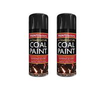 PNJB 2 X Black Coal Paint Rejuvenates Gas Coals Fire Spray Can Gallery Paint 400ml, ong Lasting And urable inish, Ideal For Garden BBQ, Stoves, Firepits