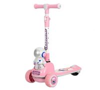 PNJB 3-Wheel Kids Toy with Astronaut Design, LED Flashing Wheels & Music, Foldable and Stable Ride-On Toy, Stylish, Trendy Space Explorer, Colourful, and Entertaining, (Pink)