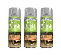 PNJB, 3 x 200ML Clear Varnish Professional Matt Finish Spray Wood Color Paint All Purpose, Varnish Clear Matte Finish Interior/Exterior Protection (3 Pcs)