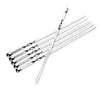 PNJB, (38cm) BBQ Barbecue Grilling Kebab Flat Skewers, Reusable Grill Skewers Sticks Set, Flat Metal Shish Kebab Skewers, Ergonomic Handle, for Outdoor Camping, Cooking Tools (12xPCS)