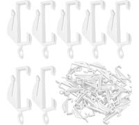 PNJB 40 Pack Curtain Rings and H-o-o-k-s, Glider H-o-o-k-s White Plastic, Longevity and Strength, Compatible, Smooth Edges, Plastic H-o-o-k-s for Window Bathroom, (80PCS)