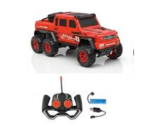 PNJB 6-Wheel RC Truck, Off-Road 2.4GHz Remote Control Car, Rechargeable Battery and Bright LED lights, Shockproof design, for kids, (Red)