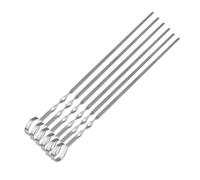 PNJB, 60cm BBQ Barbecue Grilling Kebab Flat Skewers, Reusable Grill Skewers Sticks Set, Flat Metal Shish Kebab Skewers, Ergonomic Handle, for Outdoor Camping, Cooking Tools (6xPCS)