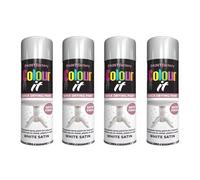 PNJB All Purpose White Satin Finish Spray Paint, Quick Drying, All-Purpose Spray Paint, Surface Matt Finish, Use on Metal Wood & Plastic, 250ML, (4PCS)