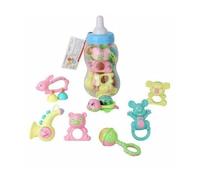 PNJB Baby Rattle Teether with Giant Bottle, Baby Rattle Teething Toys for Babies, Educational Toys with Storage Box, Soothing Teether, Baby,Lightweight, Imaginative Play