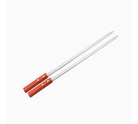 PNJB BBQ Barbecue Skewers Wooden Handle, Grilling Kebab Flat Reusable Skewers, Metal Skewer, Heat Resistance, Convenient Design, Easy to Clean 60cm (2PCS)
