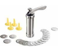 PNJB Biscuit Maker & Cookie Press, Stainless Steel, Multiple Discs and Nozzles, Manual Cookie Press Tool, Tool for Homemade Biscuits, Cookies, Butter Cookies, Spritz, Murukku & Decorative Bakery Treat