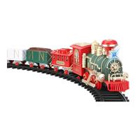 PNJB Christmas Express Train Set for Kids, Battery Operated, Easy-to-Assemble Tracks, Realistic Sound Locomotive Engine, Cargo Carriages, Santa Sleigh & Christmas Trees, Gift for Boys & Girls