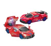 PNJB Electric 360° Rotating Sports Car, Flashing LED Lights & Music, Bump-and-Go Function, Battery Operated, Durable Racing Car with Opening Doors, for Boys & Girls,(Red)