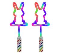 PNJB LED Bunny Wand Light Stick, Multicolour, Lightweight, Durable, Flashing Rabbit Shape Glow Toy for Kids, Bunny Light Up Stick for Parties, Birthdays, Festivals & Night Events (2PCS)