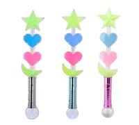 PNJB Magical LED Star & Heart Light-Up Wand for Kids, Multi-Colour Glow Stick Toy, Flashing Lights & Sounds, Fun Party Favor, Perfect for Festivals, Night Events & Celebrations, Random Color, (3PCS)