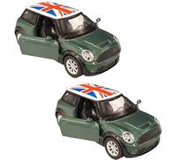 PNJB Mini Sports Car, Mini Racing Care, Scale 1: 22, Die-Cast Collectible Car, Pull-Back Car, Classic Style Mini Car, Play Car Model, Green (2 Pcs)