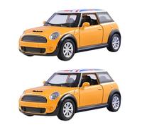 PNJB Mini Sports Car, Mini Racing Care, Scale 1: 22, Die-Cast Collectible Car, Pull-Back Car, Classic Style Mini Car, Play Car Model, Yellow (2 Pcs)