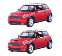 PNJB Mini Sports Car, Mini Racing Care, Scale 1: 22, Die-Cast Collectible Car, Pull-Back Car, Classic Style Mini Car, Play Car Model, Red (2 Pcs)