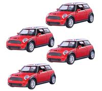 PNJB Mini Sports Car, Scale 1:22, Die-Cast Collectible, Pull-Back Racing Model, Classic Style, Red (4 Pcs)