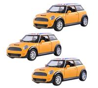 PNJB Mini Sports Car, Mini Racing Care, Scale 1: 22, Die-Cast Collectible Car, Pull-Back Car, Classic Style Mini Car, Play Car Model, Yellow (3 Pcs)