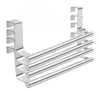 PNJB Modern Towel Bar with Hooks, Towel Rail Without Drilling, Hooks For Bathroom and Kitchen, Tea Towel Holder, Hanger Over Cabinet (9 Inch) (Pack of 4)