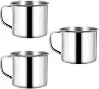PNJB Mug with Handle, Stainless Steel, Durable, Rust-Resistant, Metal Cup for Tea, Coffee, Milk, Water, Everyday Use at Home, Office, Travel, Hostel, Camping & Outdoor Activities (3Pcs)