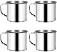 PNJB Mug with Handle, Stainless Steel, Durable, Rust-Resistant, Metal Cup for Tea, Coffee, Milk, Water, Everyday Use at Home, Office, Travel, Hostel, Camping & Outdoor Activities (4Pcs)