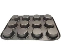 PNJB Non Stick 12 Cupcake Carbon Steel Baking Muffin Tray, Kitchen Accessory, Easy to Store, Sturdy Design with Good Heat Distribution, Long Lasting Non-Stick Bakeware (3Pcs)