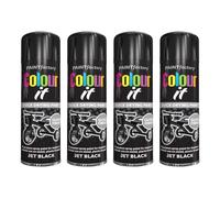 PNJB Paint Spray Can 250ml 'Black Gloss' General Purpose, Fast Dry Excellent Coverage Adhesion, Spray Paint For Metal, Plastic, Wood, Stone, Gloss Finish (Pack of 4)