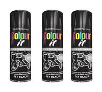 PNJB Paint Spray Can 250ml 'Black Gloss' General Purpose, Fast Dry Excellent Coverage Adhesion, Spray Paint For Metal, Plastic, Wood, Stone, Gloss Finish (Pack of 3)