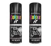 PNJB Paint Spray Can 250ml 'Black Gloss' General Purpose, Fast Dry Excellent Coverage Adhesion, Spray Paint For Metal, Plastic, Wood, Stone, Gloss Finish (Pack of 2)
