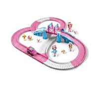 PNJB Pink Track and Park Toy, Track Playset With Car, Dolls & Bridge, Creative Racing Toy Set For Girls, Battery Operated, Lightweight, And Easy To Handle, Fun, Interactive Building Play For Kids