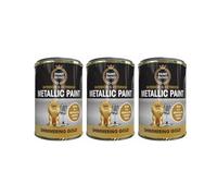 PNJB Shimmering Gold Metallic Paint, Exterior And Interior, Ideal For Metal, Wood, And Concrete, Quick Drying, Long Lasting, 300ml, (3pcs)