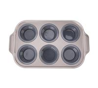 PNJB Silicone Muffin and Cupcake Baking Pan, Nonstick Steel Frame, Ergonomic Design, Vibrant, Colorful Silicone, Removable Baking Cups, Perfect for Home Baking, Parties (Grey, 6-Cups)