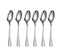 PNJB Stainless Steel Dining Spoons - Multi Piece Set, 19cm, Perfect Soup, and Dessert Spoons, Dishwasher Safe Silverware, Durable Construction, Sleek Design, (6pcs Silver)