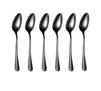 PNJB Stainless Steel Dining Spoons, Soup and Dessert Spoons, Dishwasher Safe, Silverware, Durable Construction, Sleek Design, Versatile Tableware, 6-Piece Set, 19cm, (Matt Black)