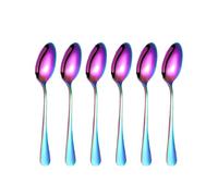 PNJB Stainless Steel Dinner Spoon Set, Classic and Ergonomic Design, Dinner Spoons Set for Home, Kitchen or Restaurant, Easy to Clean, Dishwasher Safe, (Rainbow, 6 Pieces)